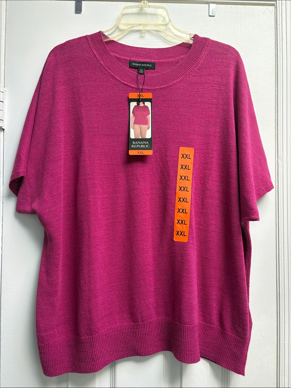 NWT Banana Republic Linen Blend Fuchsia Short-Sleeve Knit Top Women’s Size XXL !